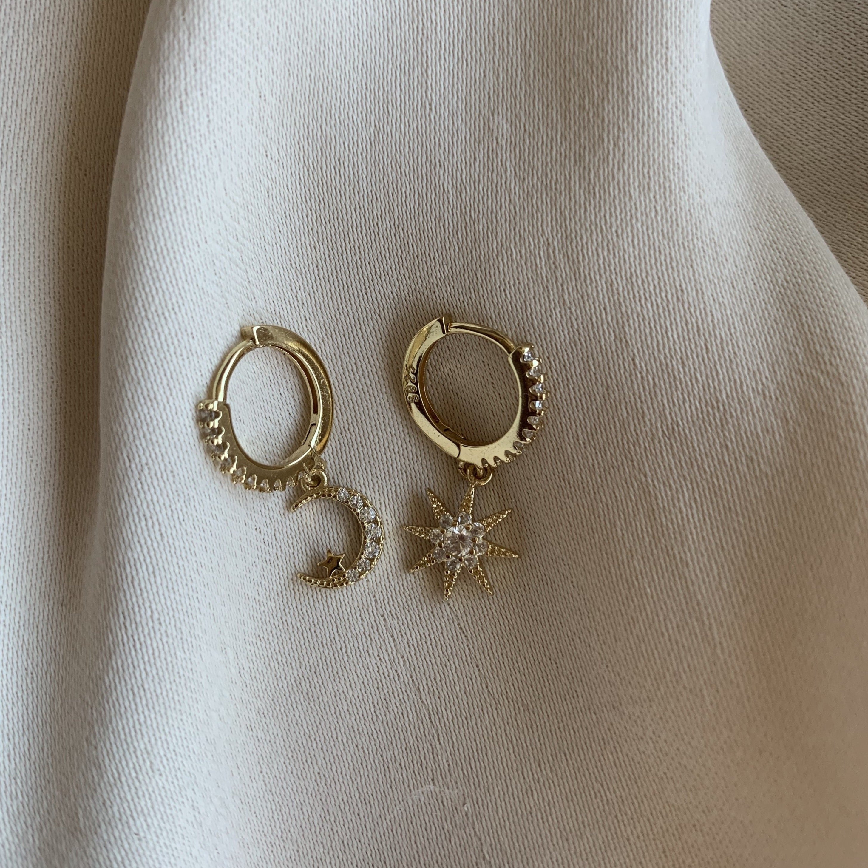 Chloe star and on sale moon hoop earrings